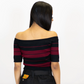 CHARLIE BROWN "OFF THE SHOULDER" CROP TOP - BLACK/BURGUNDY